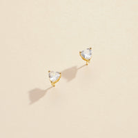 Heart CZ Gold Dip Stud Earrings