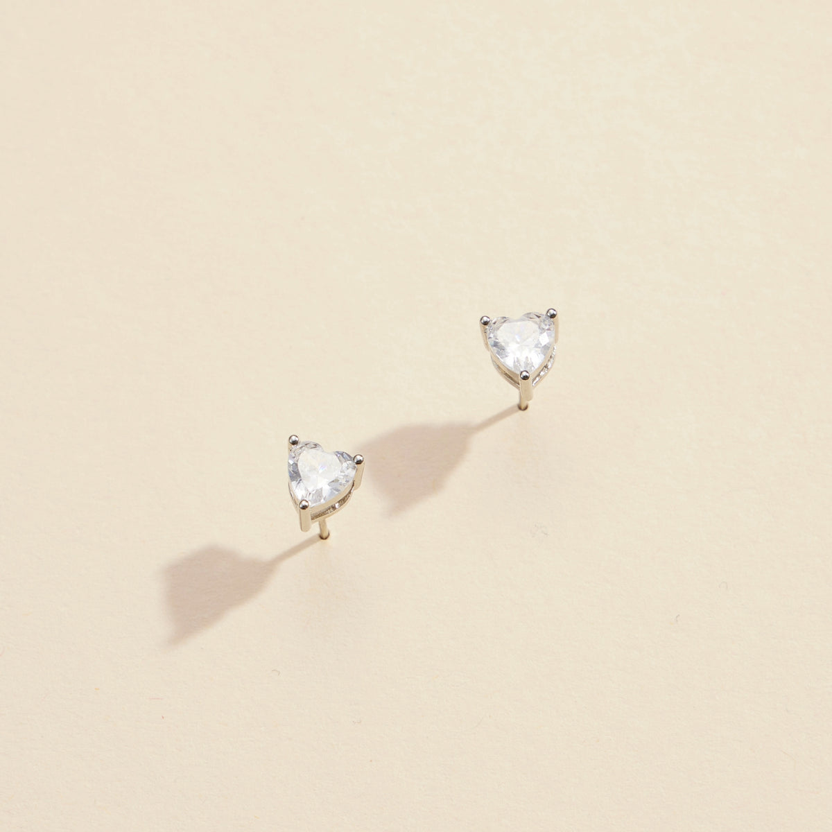 Heart CZ Gold Dip Stud Earrings