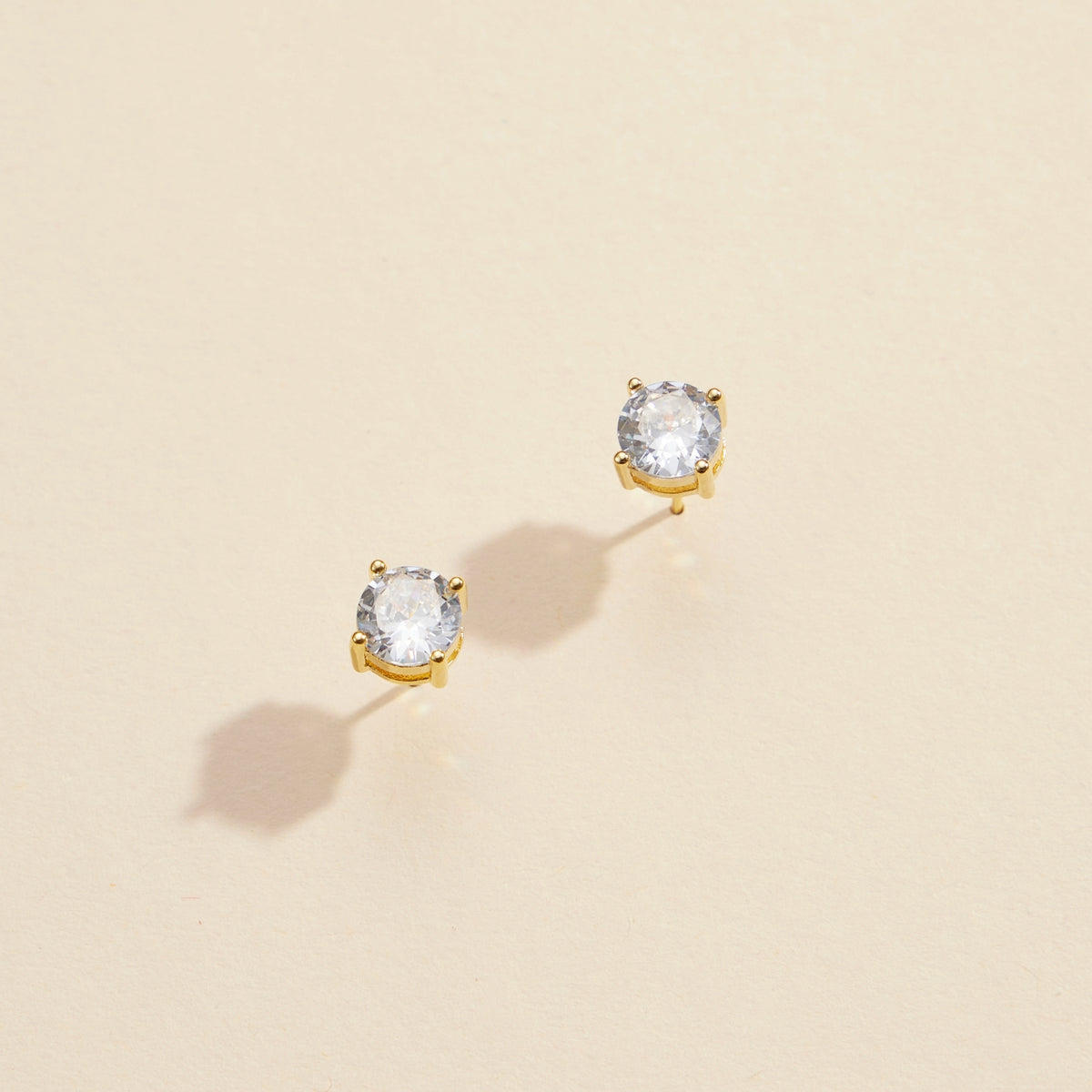 Round CZ Gold Dip Stud Earrings