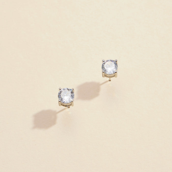 Round CZ Gold Dip Stud Earrings