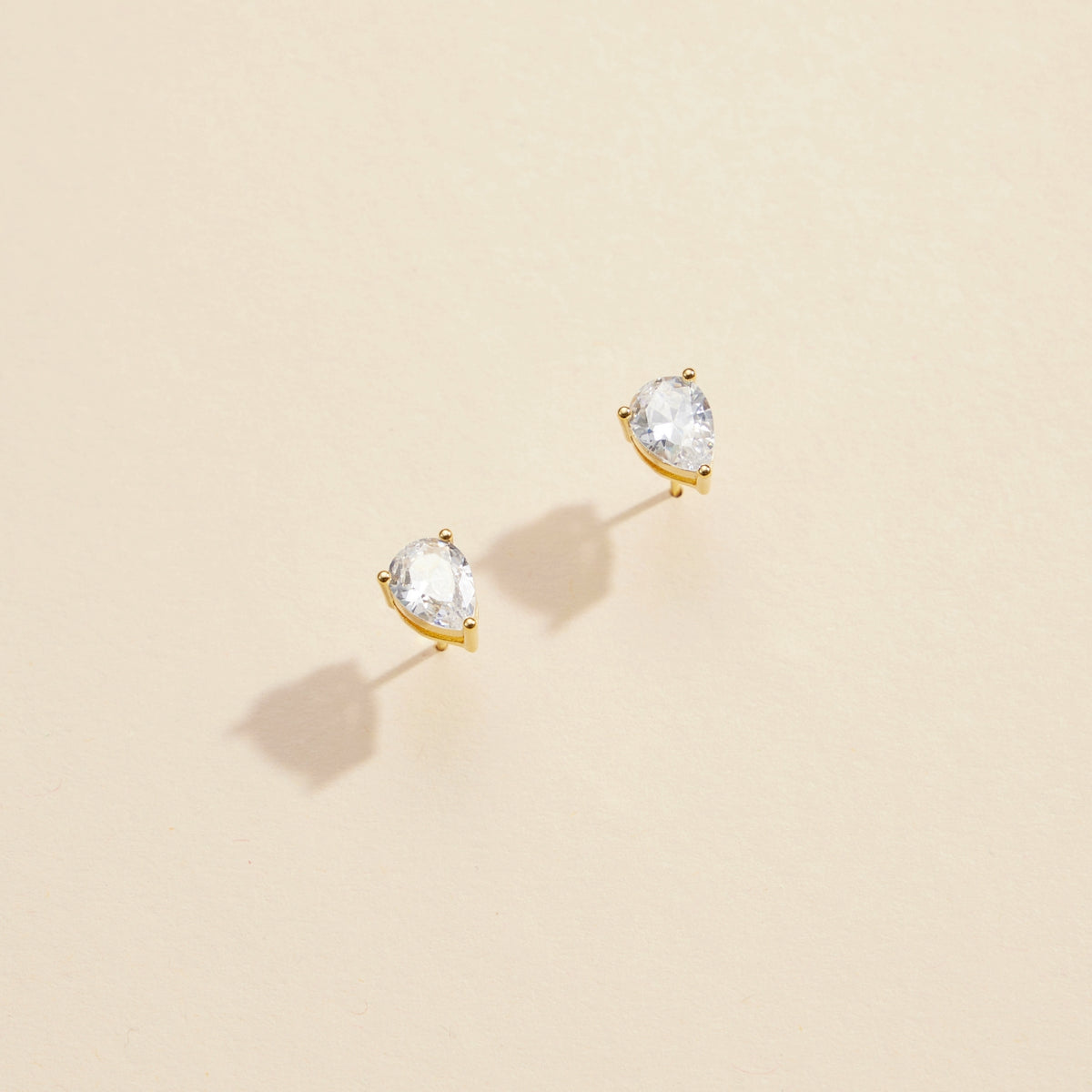 Water Drop CZ Gold Dip Stud Earrings