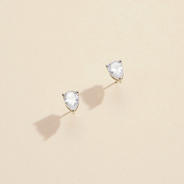 Water Drop CZ Gold Dip Stud Earrings