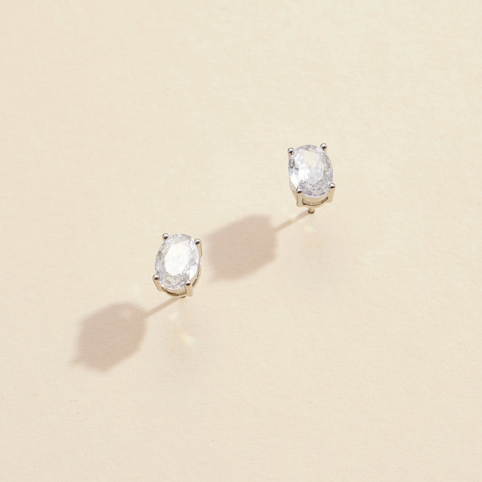 Oval CZ Gold Dip Stud Earrings