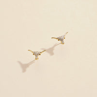 Bull Head CZ Gold Dip Stud Earrings