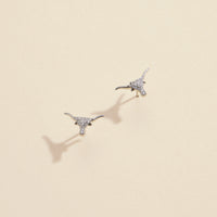 Bull Head CZ Gold Dip Stud Earrings