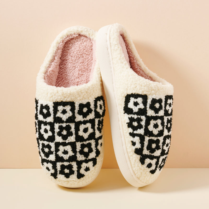 Flower Color Block Home Slippers