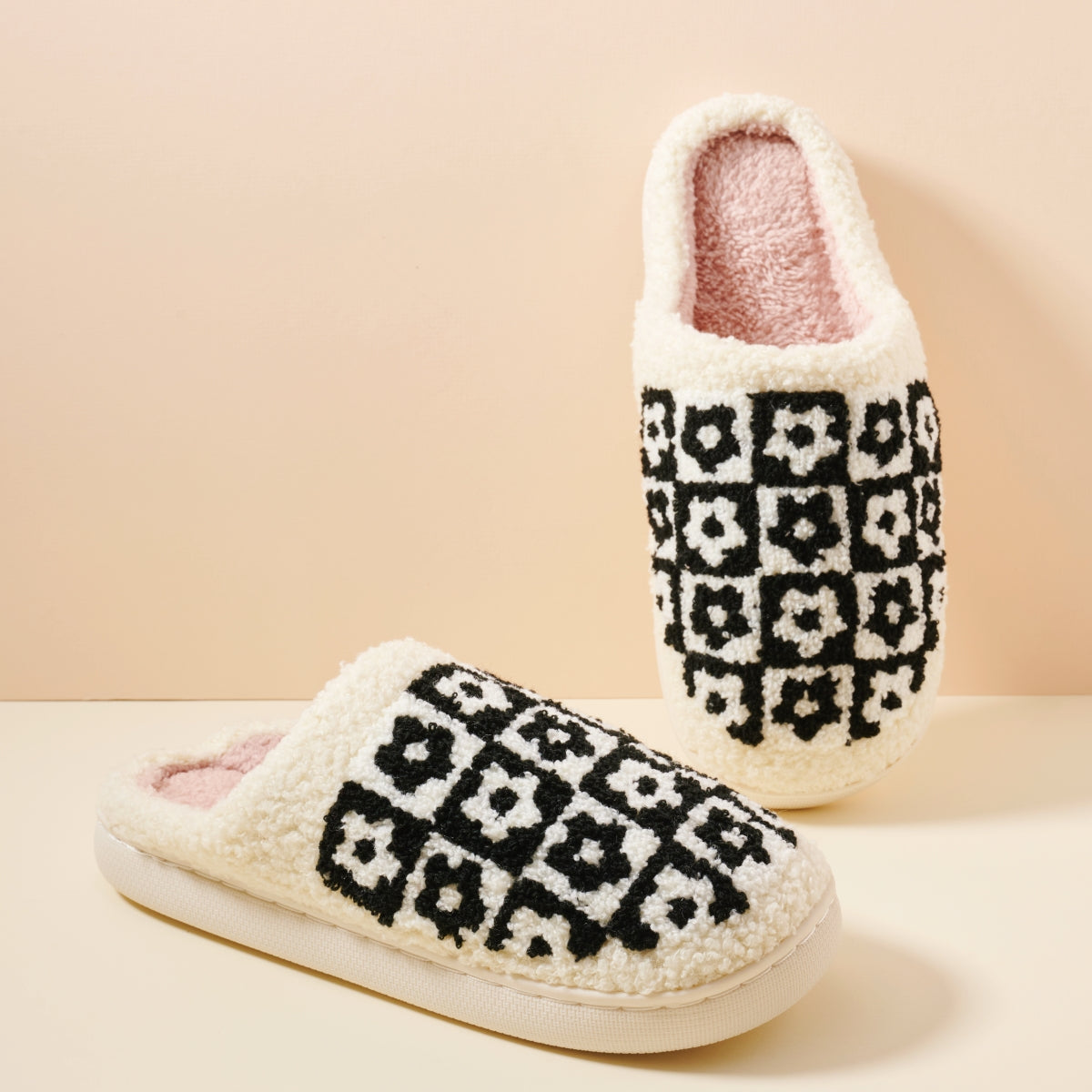 Flower Color Block Home Slippers