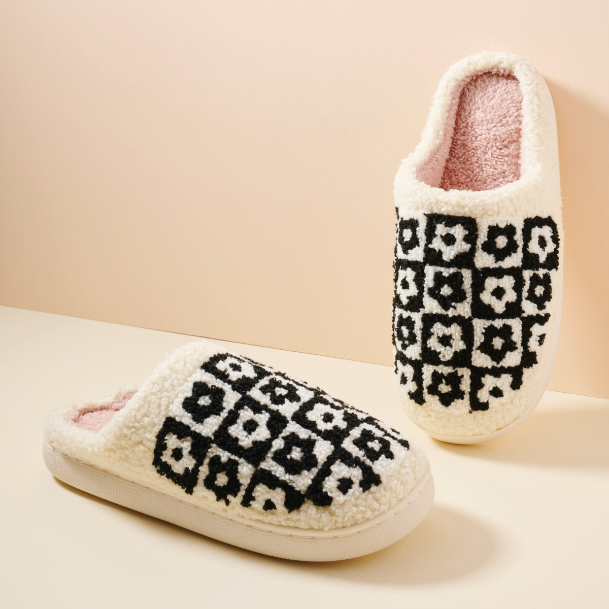 Flower Color Block Home Slippers