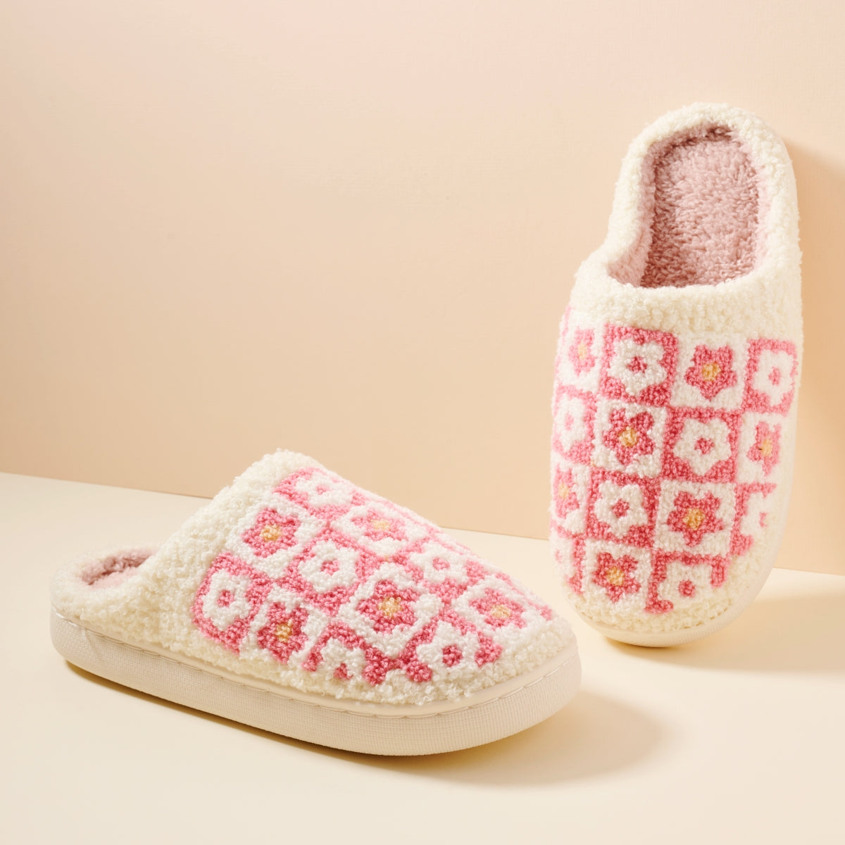 Flower Color Block Home Slippers