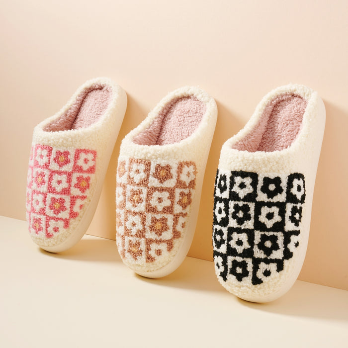 Flower Color Block Home Slippers