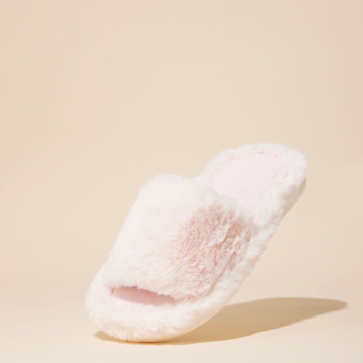 Open Toe Plain Fuzzy Slippers