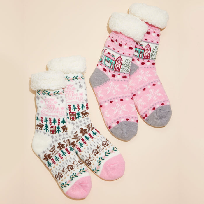 Christmas Fuzzy Socks Assorted Pack of 2