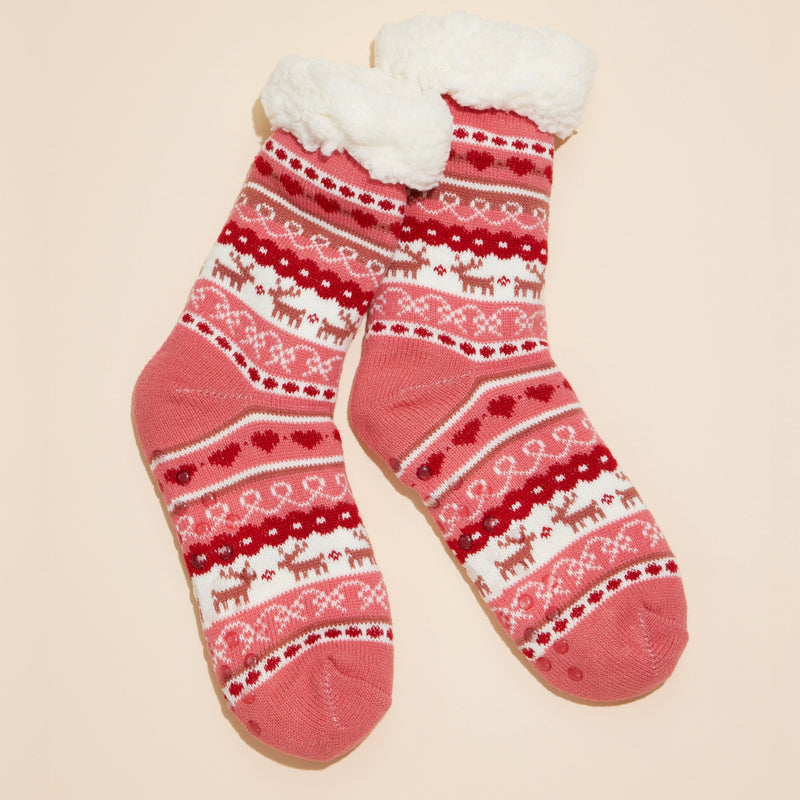 Christmas Fuzzy Lining Socks Assorted Pack of 12