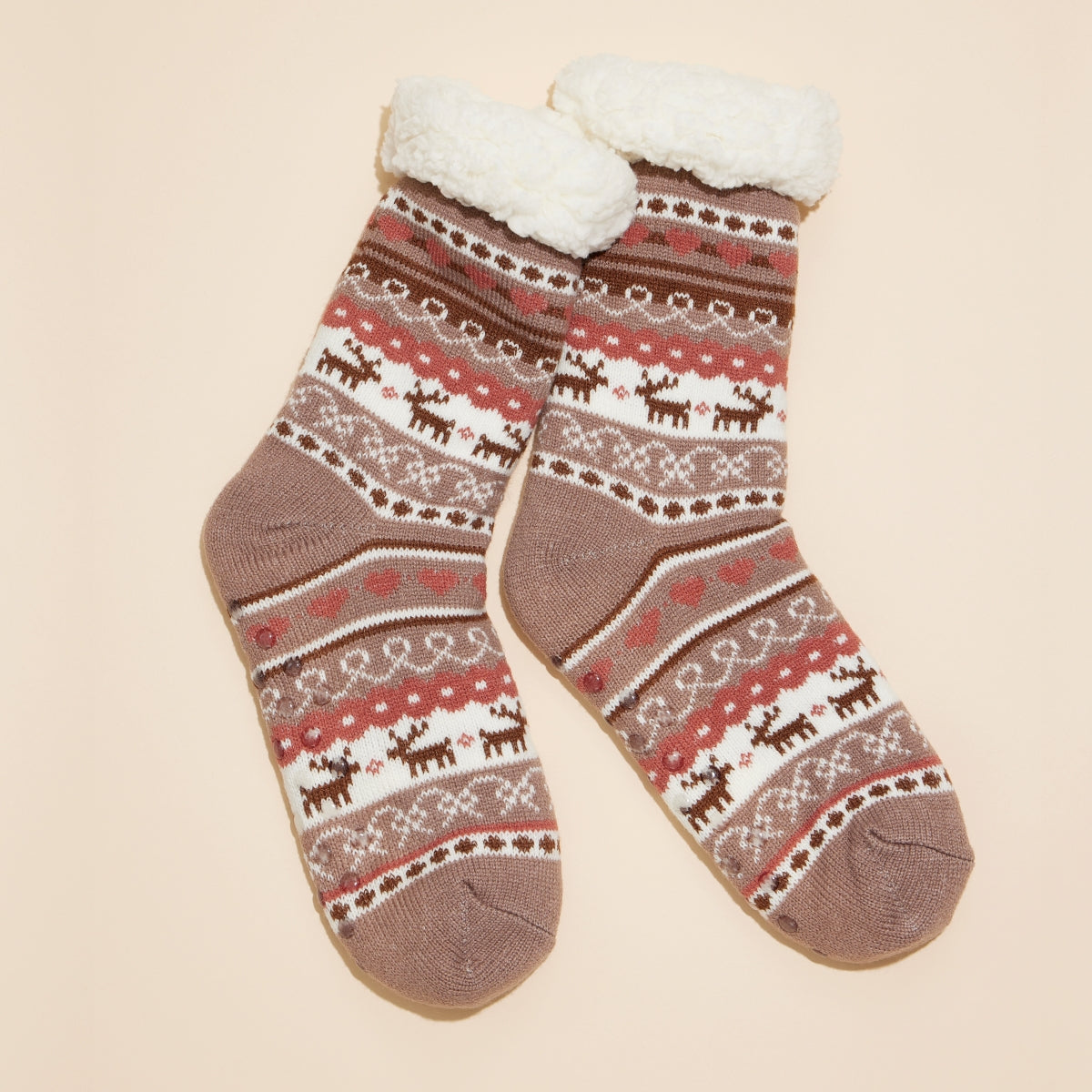 Christmas Fuzzy Lining Socks Assorted Pack of 12