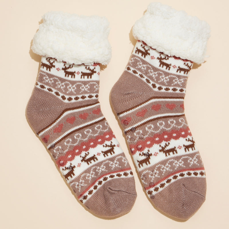 Christmas Fuzzy Lining Socks Assorted Pack of 12