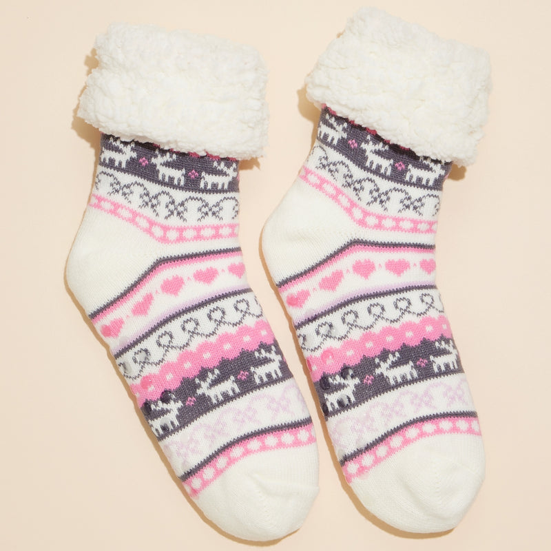 Christmas Fuzzy Lining Socks Assorted Pack of 12