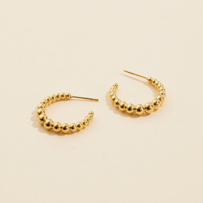 Gold Dip Bubbled Stainless Steel Open Hoop Earrings