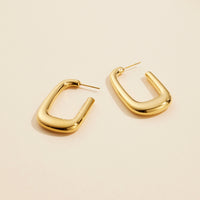 Gold Dip Basic Stainless Steel Open Hoop Earrings