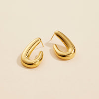 18K Gold Dip Organic Shape Stainless Steel Open Hoops