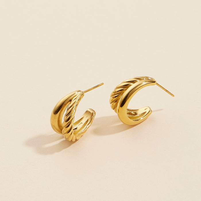 Gold Dip Basic Stainless Steel Open Hoop Earrings