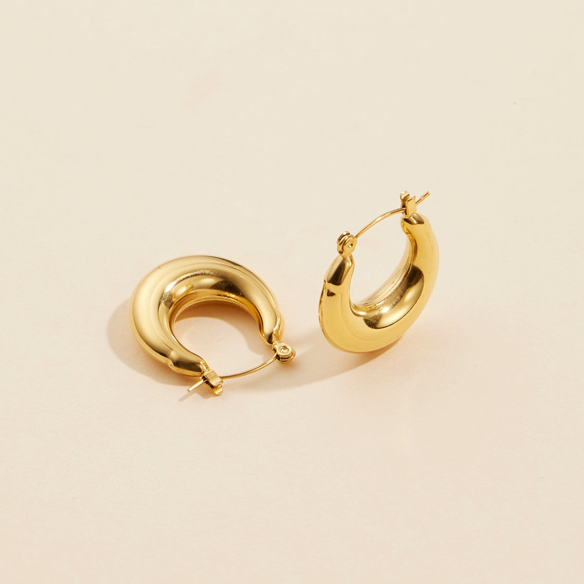 Gold Dip Basic Stainless Steel Hoop Earrings