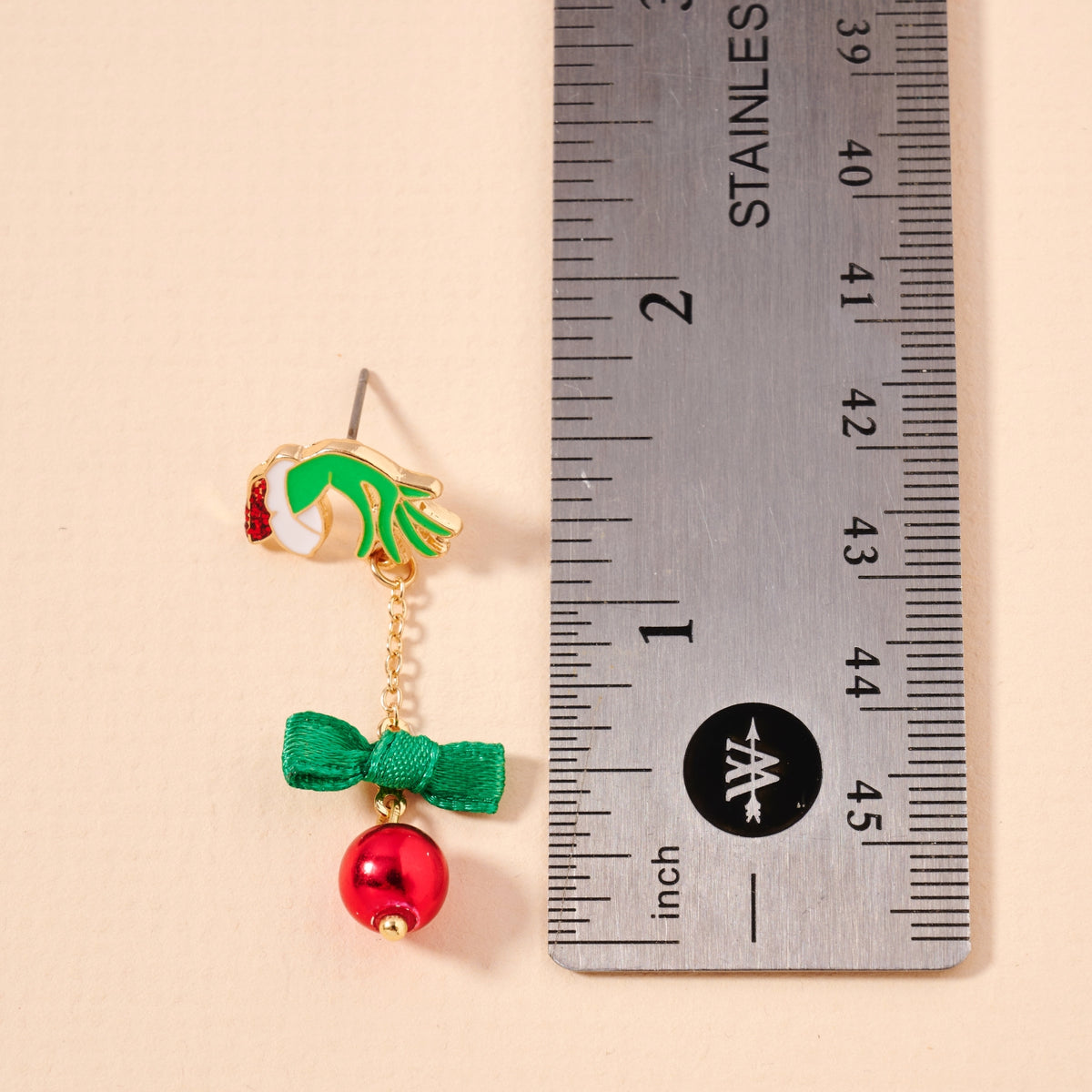 Christmas Green Monster & Ball Ornament Dangling Earrings