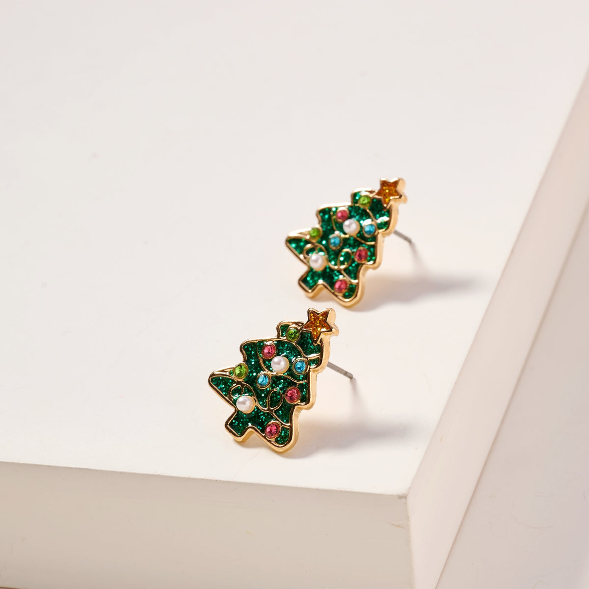 Christmas Tree Enamel Stud Earrings