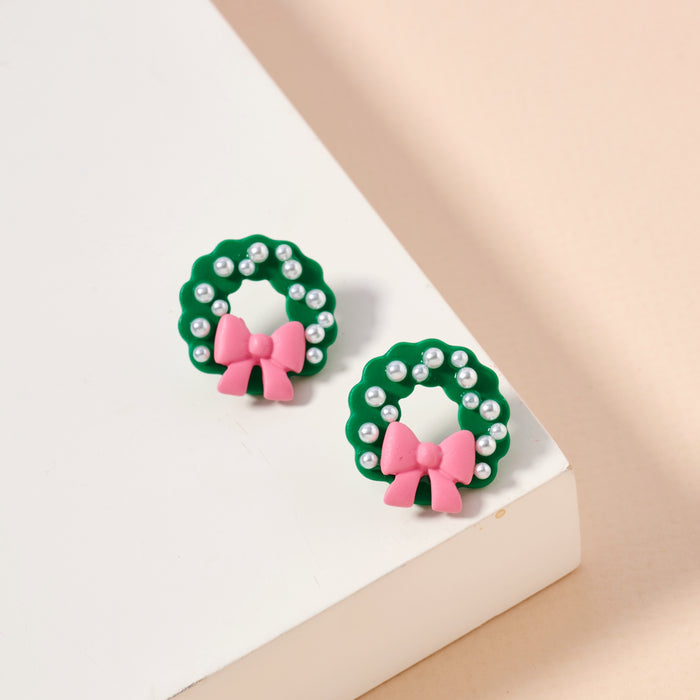 Christmas Decor Enamel Stud Earrings