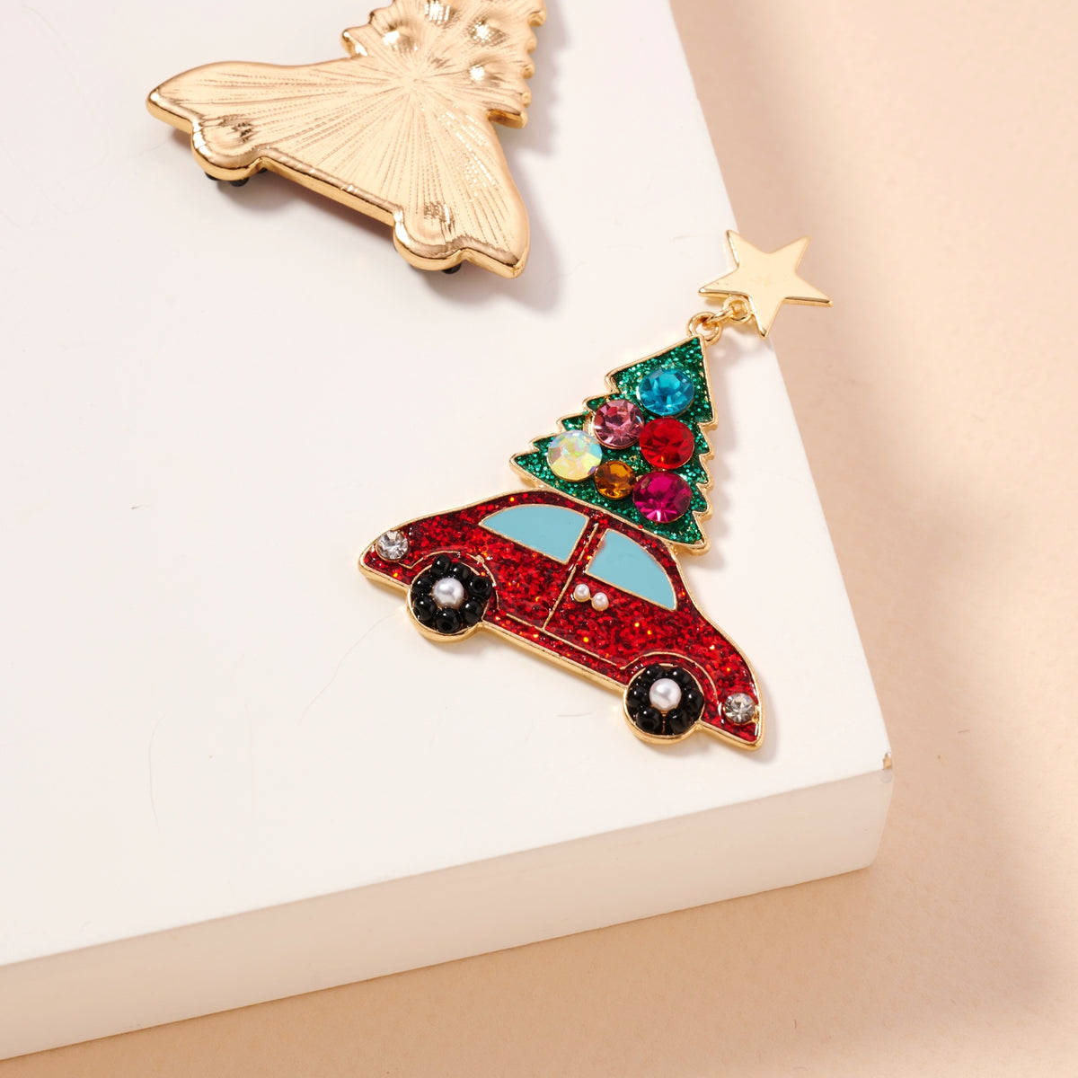 Christmas Car & Tree Dangling Earrings