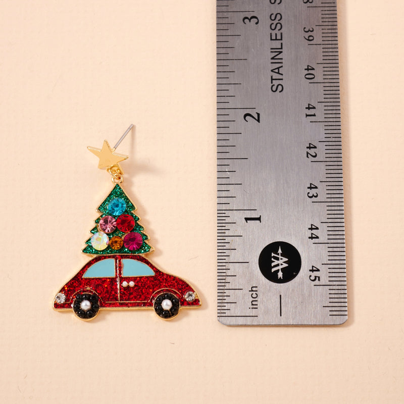 Christmas Car & Tree Dangling Earrings