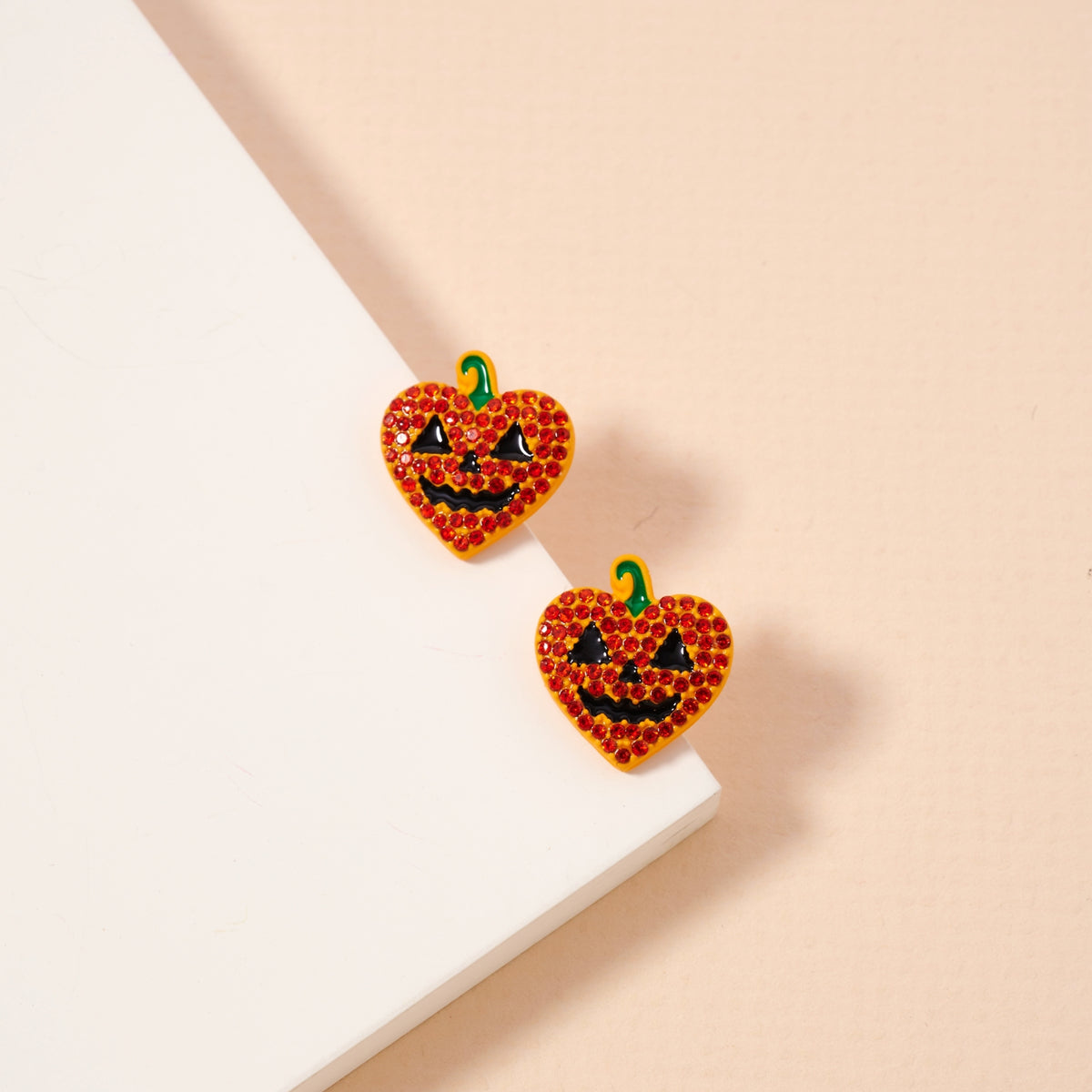 Halloween Heart Pumpkin Stud Earrings