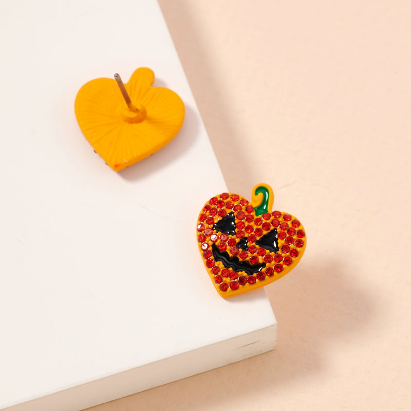 Halloween Heart Pumpkin Stud Earrings