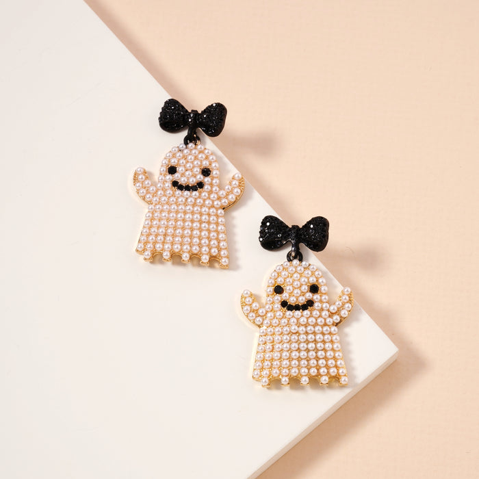 Halloween White Ghost Dangling Earrings