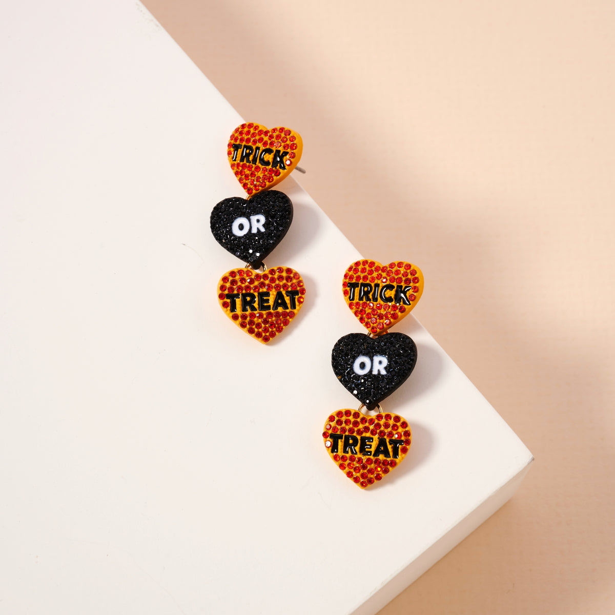 Halloween Trick Or Treat Hearts Dangling Earrings