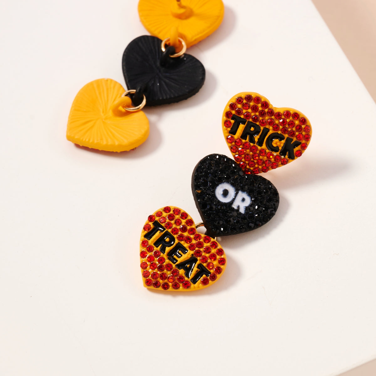 Halloween Trick Or Treat Hearts Dangling Earrings