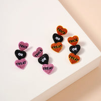 Halloween Trick Or Treat Hearts Dangling Earrings