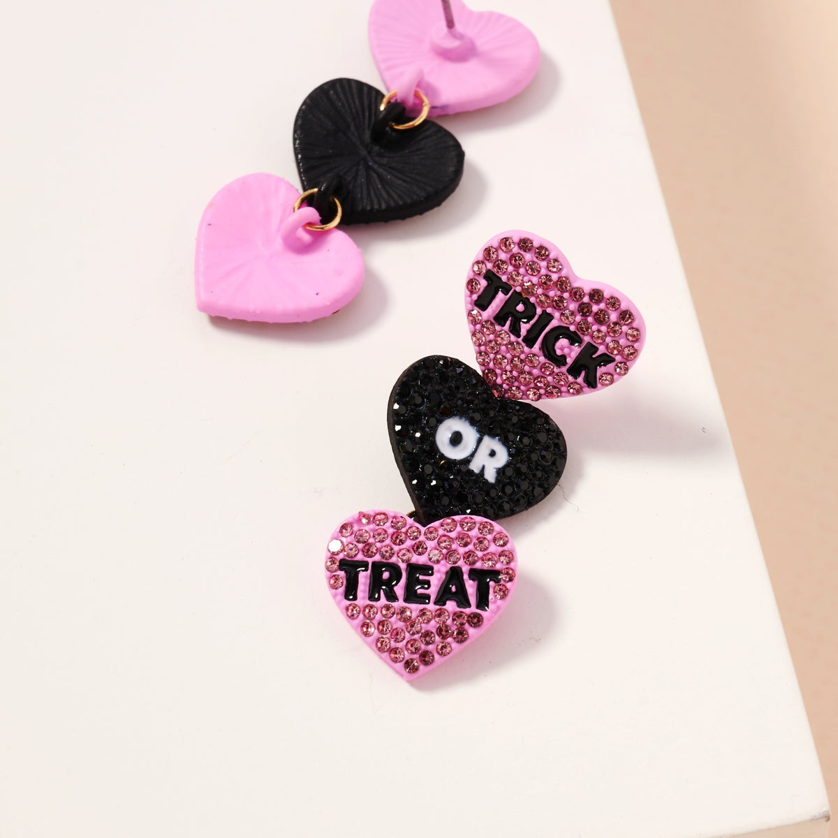 Halloween Trick Or Treat Hearts Dangling Earrings