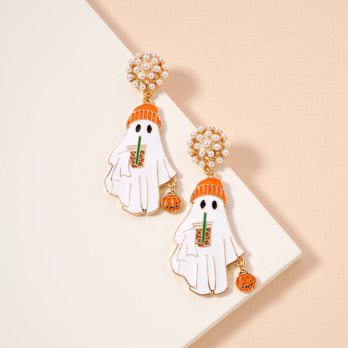 Halloween Ghost with Frappuccino Dangling Earrings