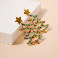 Christmas Tree Baguette Stones Dangling Earrings