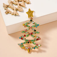 Christmas Tree Baguette Stones Dangling Earrings