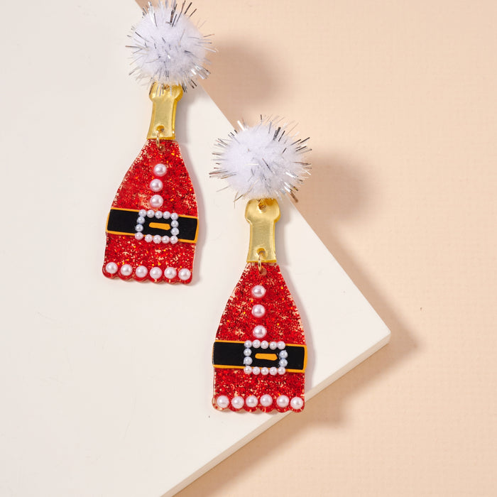 Christmas Champagne Acetate Dangling Earrings