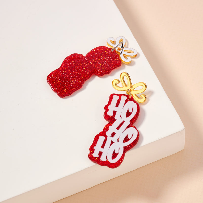 Christmas Ho Ho Ho Acetate Dangling Earrings