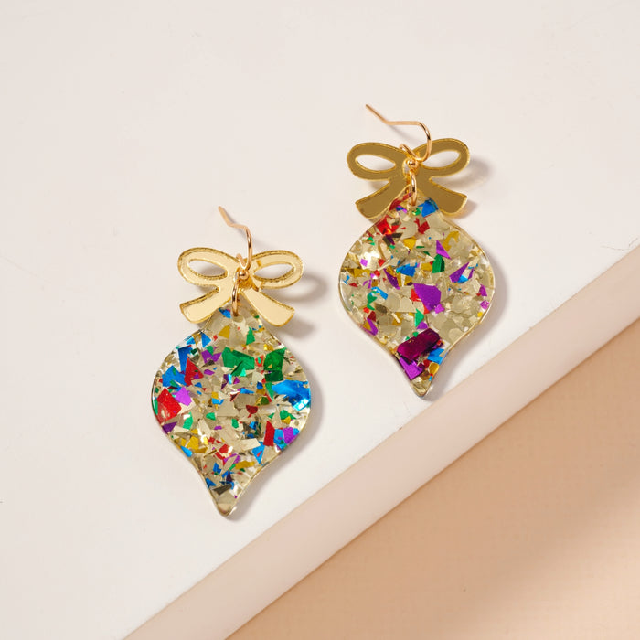 Christmas Ornate Multi Color Dangling Earrings