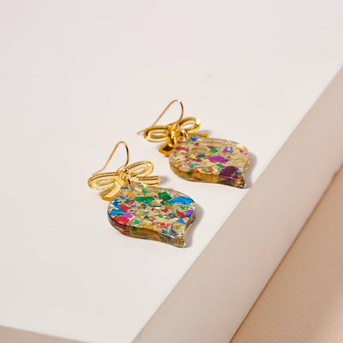 Christmas Ornate Multi Color Dangling Earrings