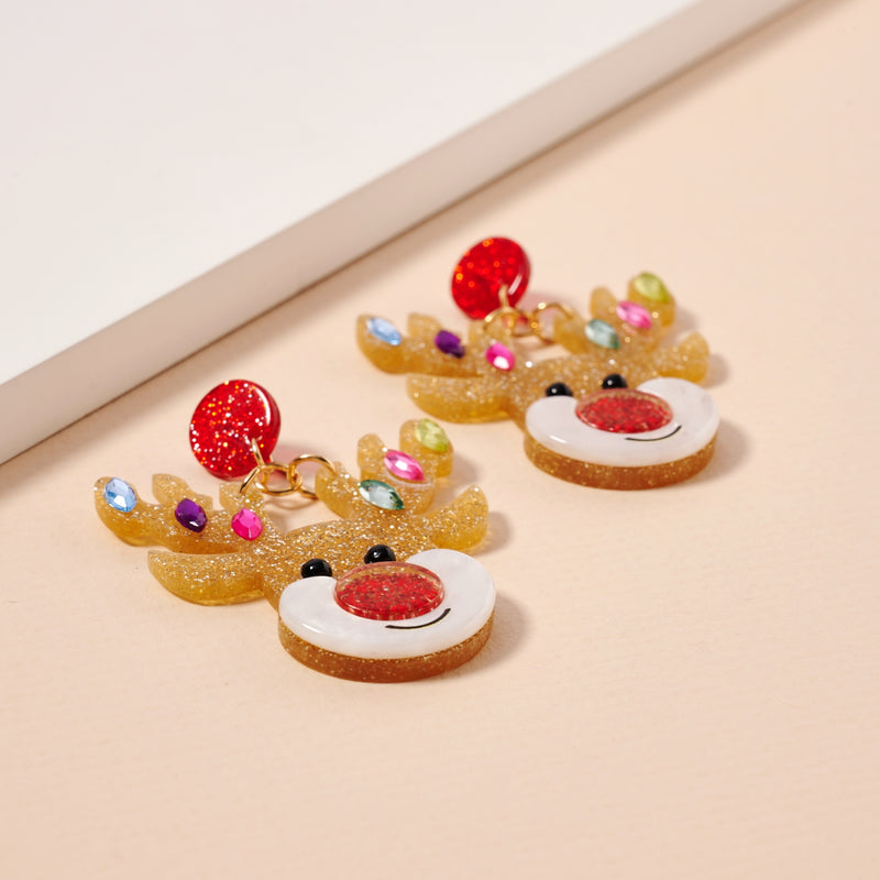 Christmas Rudolph Dangling Earrings