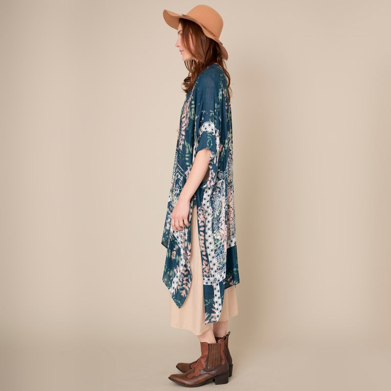 Floral and Paisley Print Kimono