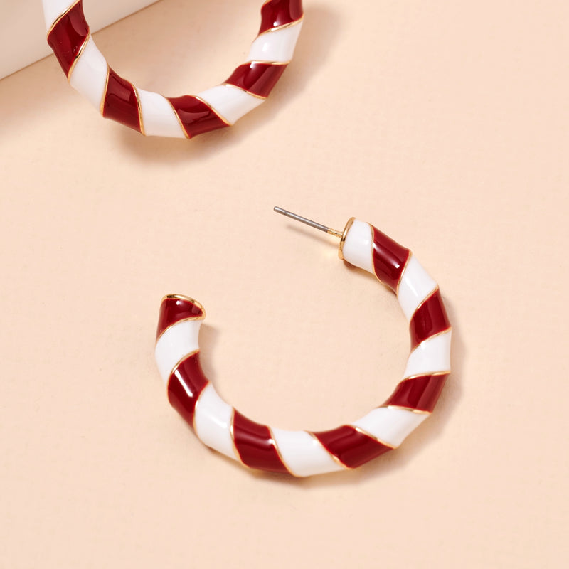 Game Day Enamel Open Hoop Earrings