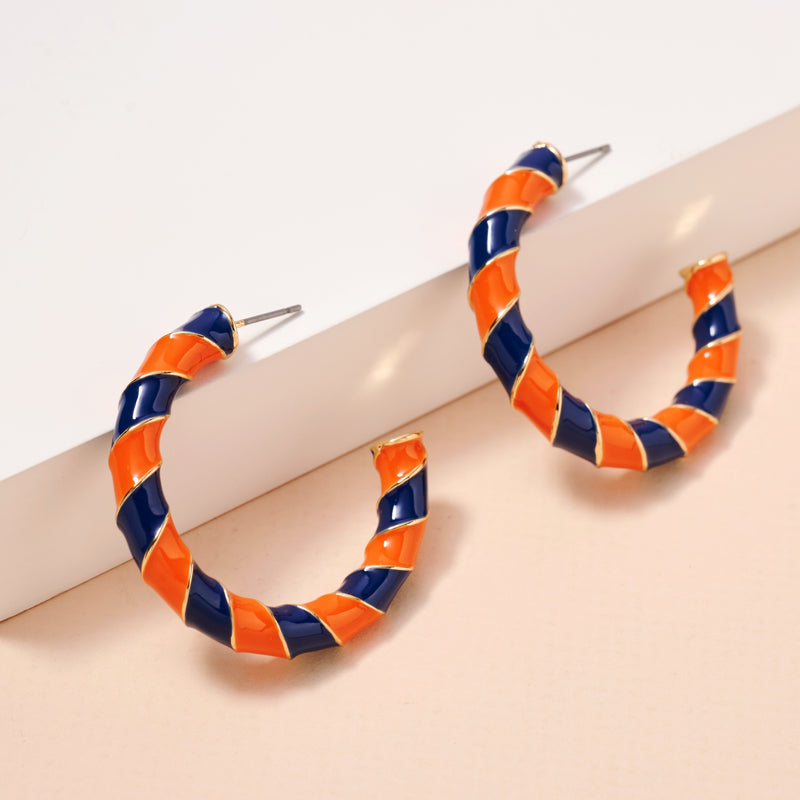 Game Day Enamel Open Hoop Earrings