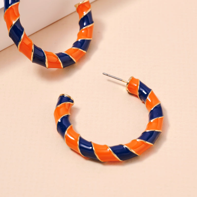 Game Day Enamel Open Hoop Earrings