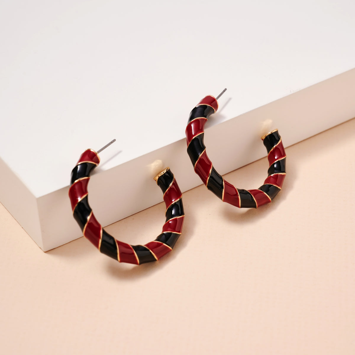 Game Day Enamel Open Hoop Earrings